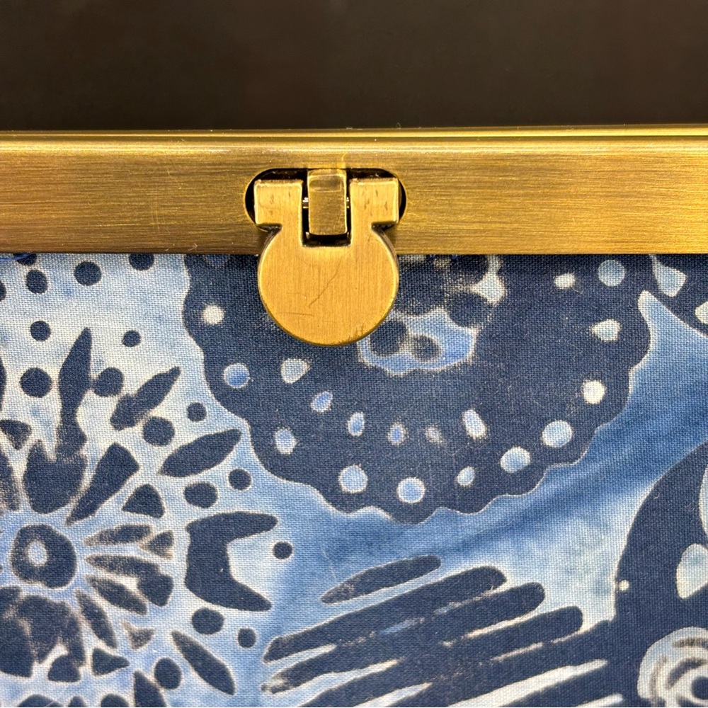 Blue Handmade Bifold Fabric Wallet Yellow Trim‎ - Picture 3 of 10